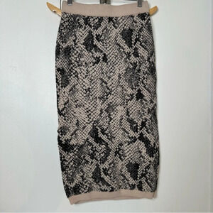 Guess Snakeskin Print Knit Midi Skirt - Neutral Animal Print Sweater Skirt sz S